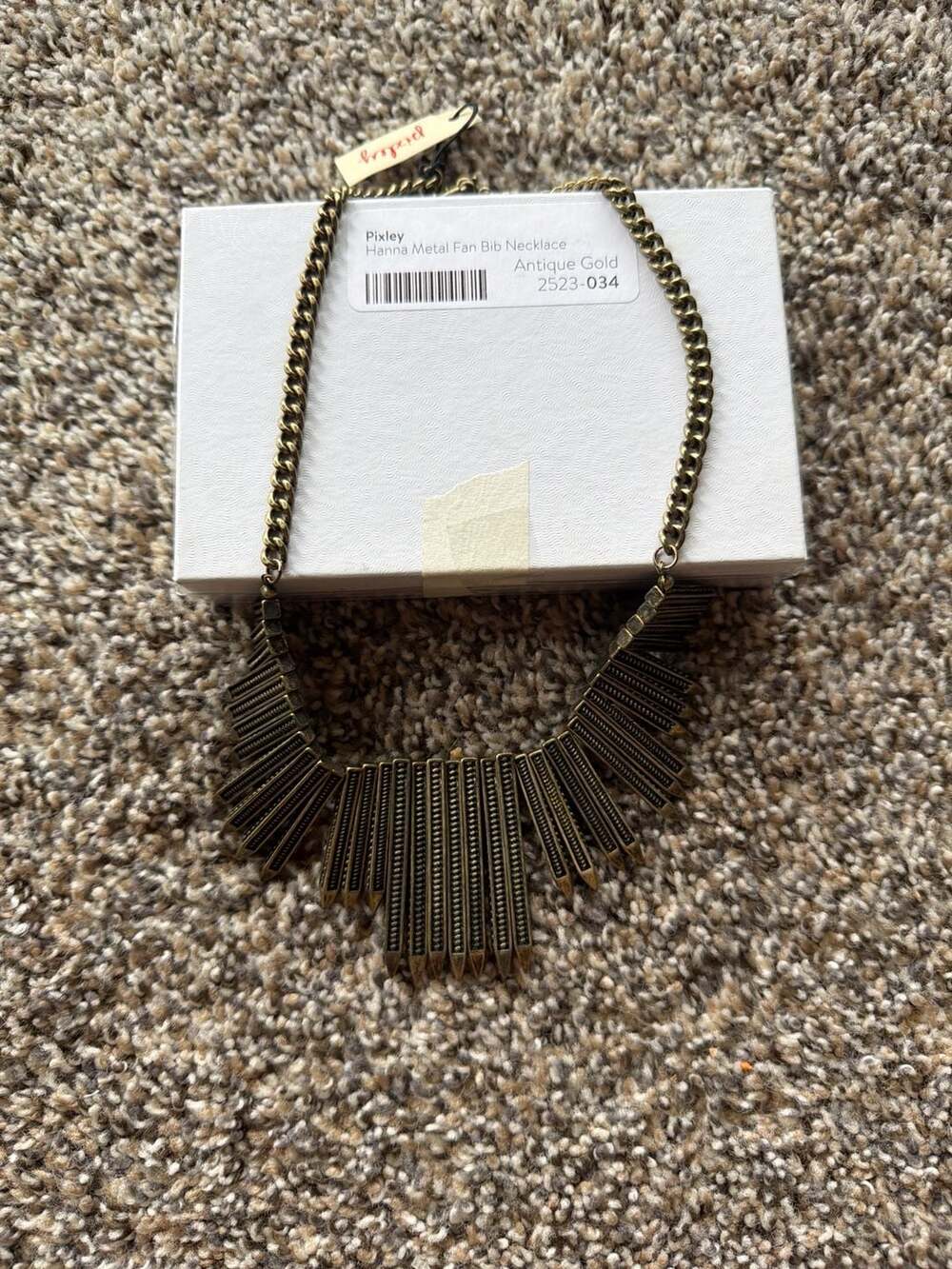 Pixley Hanna Metal Fan Bib Necklace in Antique Gold